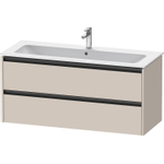 Duravit Ketho.2 Wastafelonderbouwkast - met 2 laden - voor enkele wastafel - 121x48x55cm - met grepen antraciet - taupe mat SW772834