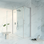 Fortifura Galeria Douchecabine - 60x160x200 - Profiel veiligheidsglas - antikalk - PVD - geborsteld RVS SW1444108
