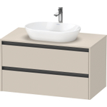 Duravit ketho 2 meuble sous lavabo avec plaque console avec 2 tiroirs 100x55x56.8cm avec poignées anthracite taupe super mat SW773122
