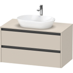Duravit Ketho.2 Wastafelonderbouwkast - inclusief consoleplaat - met 2 laden - 100x55x56.8cm - met handgrepen antraciet - taupe supermat SW773122