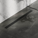 Brauer Caniveau de douche - 100x7.5cm - bride de plancher - inox - noir SW771595