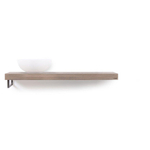 Looox Wood collection Solo plan sous vasque - 120x46cm - Avec porte-serviettes (gauche) inox brossé - Chêne massif gris ancien SW108659