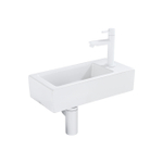 FortiFura Fuente Pack Lave-mains - 40x22x11.5cm - 1 trou de robinet - céramique - robinet Blanc mat - Blanc brillant SW1111464