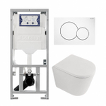 QeramiQ Dely Toiletset - Geberit UP320 inbouwreservoir - met Burda frame - witte bedieningsplaat - softclose toilet zitting - 35mm - mat wit SW1235395