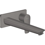 Hansgrohe Talis e Eengreeps wastafelmengkraan - afbouwdeel - voor wandmontage plaat - voorsprong 225 mm en PushOpen - afvoerplug - geborsteld zwart chroom SW297643