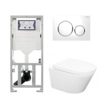Wiesbaden Vesta ensemble WC sans bride 52cm inclus réservoir encastré UP320 et abattant WC softclose avec plaque de commande sigma20 blanc SW98219