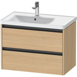 Duravit Ketho.2 Wastafelonderbouwkast - met 2 laden - voor waskom links - 78.4x45.5x54.9cm - met grepen antraciet - natuur eiken mat SW772791
