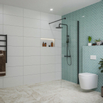 Fortifura Galeria Douche à l'italienne - 70x200cm - verre clair - Noir mat SW917229