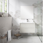 Adema Prime Core Ensemble de meuble - 80x50x45cm - 1 vasque rectangulaire en céramique Blanc - 1 trous de robinet - 2 tiroirs - avec miroir rectangulaire - Coton mat (beige) SW925853