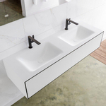 Mondiaz Lagom Meuble avec 2 tiroir 140x30x45cm vasque double Cloud 2 trous de robinet Solid Surface Urban SW409164