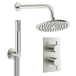 Crosswater MPRO Ensemble de douche de tête encastré - 2 poignées - douche de tête 20 cm - douchette - bras mural - inox brossé SW1472611