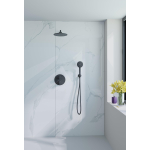 Fortifura Calvi Inbouw Regendoucheset - rond - thermostatisch - wandarm - 25cm hoofddouche - ronde handdouche - mat zwart SW1189367