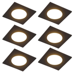 QAZQA Simply Spot encastrable - lot de 6 - 9x9cm - LED inclus - à 3 intensités réglables - IP65 - Carré - Noir SW1209735