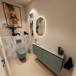 MONDIAZ TURE-DLUX Meuble toilette - 120cm - Army - EDEN - vasque Glace - position gauche - 1 trou de robinet SW1103145