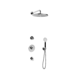 Hotbath Cobber IBS20 Ensemble de douche de pluie encastré - bras mural 35 cm - pomme de douche ronde 30 cm - douchette 3 jets - chrome SW440552