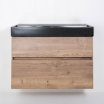 Saniclass Aurora Badmeubelset - 100cm - 2 lades - wastafel keramiek - zonder kraangat - zwart - roble SW1139096