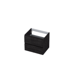 INK Wastafelonderkast - 60x45x52cm - 2 lades - greeploos - met houten keerlijst - MFC - Houtskool eiken SW207397