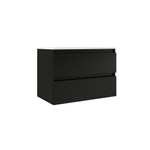 Saniclass Chaci Meuble bas de salle de bains - 80cm - 2 tiroirs - sans poignées - noir mat SW1212768