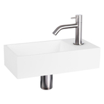 Differnz Solid fonteinset – 36x18.5x9 cm – solid surface wit – gebogen mat chromen kraan SW450883
