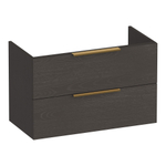 BRAUER Elevate meuble sous lavabo peu profond 80 excl. poignées à poser 2 tiroirs softclose et 1 découpe pour le siphon - Bois Anthracite SW1200256