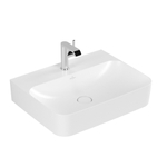Villeroy & Boch finion wastafel - 1 kraangat - 60x47cm CeramicPlus - met verdekte overloop - Stone White (mat wit) SW209547