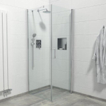 Saniclass Neptune Cabine de douche carrée 90x90x200cm 1 porte pivotante avec paroi latérale verre de sécurité 6mm anti-calcaire chrome SW238231