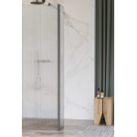 Fortifura Galeria zijwand - 30x200cm - ribbel - glas - 8mm - met hoekprofiel - PVD - geborsteld gunmetal (antraciet) SW925333