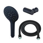 Fortifura Calvi Handdoucheset - diameter 12cm - rond - 3 straalsoorten - met houder - met anti twist - slang - 150cm - mat zwart SW1159489