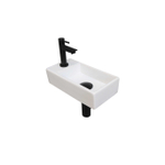 Ink Versus pack lave-mains – 36 x 18 x 9 cm – porcelaine blanc brillant – perçage à gauche – robinet noir mat SW493364