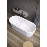 Riho modesty baignoire îlot 170x76cm sparkle avec remplissage de baignoire chromé acrylique blanc brillant SW547903