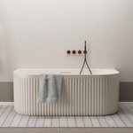 Ideavit Archtec Baignoire semi-îlot 170x80x63cm - Rock Texture - avec trop-plein - bonde clic clac - pieds réglables - crème SW1220457
