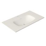 Saniclass Flow Meubelwastafel - 81x46x1.5cm - overloop - 1 wasbak midden - 1 kraangat - solid surface wit mat SW1174114