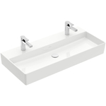 Villeroy & Boch memento 2.0 wastafel - voor handdoekhouders - 100x47cm - zonder overloop - 2 kraangaten - White Alpine (glans wit) SW358438