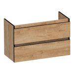 BRAUER Joy Edge wastafelonderkast ondiep 80 2 softclose lades - greeploos - 1 sifon uitsparing - Forest Tan SW1200920