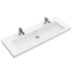 Villeroy & Boch Subway 2.0 lavabo-meuble - 130x47cm - avec 2 trous de robinet avec trop-plein blanc 1024052