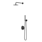 IVY Bond Regendoucheset - inbouw - 2-weg stop-omstel - 30cm plafondbuis - 30cm slim hoofddouche rond - houder met uitlaat - 150cm doucheslang - staafmodel handdouche - Zwart chroom PVD SW1033180