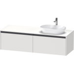 Duravit Ketho.2 Wastafelonderbouwkast - inclusief consoleplaat - met 2 laden - voor waskom rechts - 160x55x45.9cm - met handgrepen antraciet - wit mat SW772880