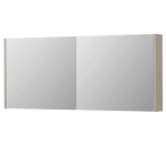 INK SPK1 Armoire de toilette avec miroir - 140x14x60cm - 2 portes - miroir double face - interrupteur et prise de courant - MDF laqué gris cachemire mat SW798123