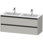 Duravit Ketho.2 Wastafelonderbouwkast - met 2 laden - voor dubbele wastafel - 128x48x55cm - met grepen antraciet - betongrijs mat SW771986