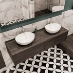 ENSEMBLE DE MEUBLE MONDIAZ LUSH - 150 cm - 2 tiroirs - lavabo BARCO - 2 lavabos - 2 trous de robinet - marron foncé SW409658