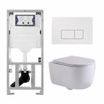QeramiQ Dely Swirl Toiletset - 36.3x51.7cm - Geberit UP320 inbouwreservoir - met Burda frame - slimzitting - glans witte bedieningsplaat - rechthoekige knoppen - glans wit SW1126087