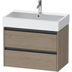 Duravit ketho meuble à 2 vasques avec 2 tiroirs 78.4x46x54.9cm avec poignées chêne anthracite terra matte SW773038
