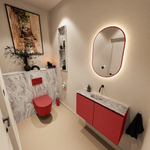 MONDIAZ TURE-DLUX Meuble toilette - 80cm - Fire - EDEN - vasque Glace - position centrale - sans trou de robinet SW1103274