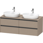 Duravit ketho meuble sous 2 lavabos avec plaque console et 4 tiroirs pour double lavabo 140x55x56.8cm avec poignées anthracite lin mat SW772462