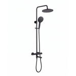 Fortifura Calvi Regendoucheset - thermostatisch - 25cm hoofddouche - gladde slang - ronde handdouche - draaibare baduitloop - mat zwart SW1592502