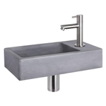 Differnz Force Set lave-mains 40x22x8cm 1 trou avec robinet droit et siphon + bonde chrome mat Rectangulaire Béton Gris foncé SW373244