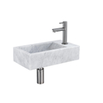 Saniclass Fuente fonteinset – rechthoekig – 40x22x10 cm – natuursteen wit – kraan gunmetal SW1111498