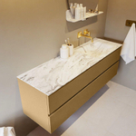 MONDIAZ VICA-DLUX Ensemble meuble de salle de bains - 150cm - meuble bas oro - 2 tiroirs - lavabo encastré cloud à droite - sans trous de robinet - version haute 60cm - glace SW1088234