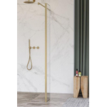 Fortifura Galeria zijwand - 30x200cm - helder - glas - 8mm - met hoekprofiel - PVD - geborsteld messing (goud) SW925292