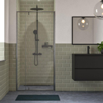 Sealskin Contour Porte pivotante pour niche 100x200cm 6mm verre de sécurité transparent avec revêtement anticalcaire Gris mat SW799422